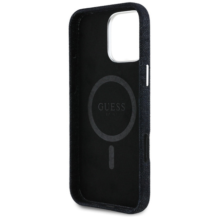 Original Case IPHONE 16 PRO MAX Guess Denim Triangle Logo MagSafe black