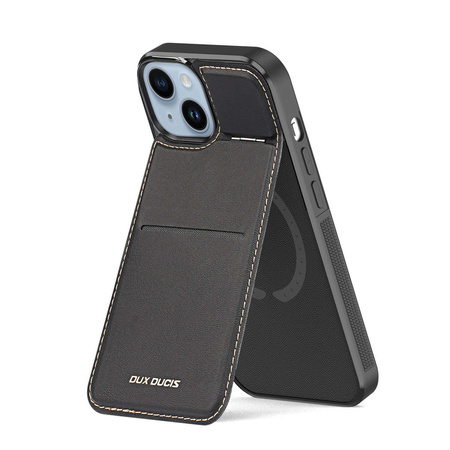 3 w 1 etui iPhone 14 Plus z MagSafe portfel blokada RFID podstawka Dux Ducis Rafi Mag - czarne