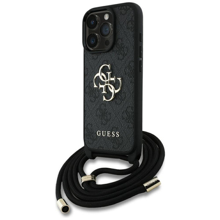 Original Case IPHONE 16 PRO Guess 4G Big Logo Cord Stap Crossbody black