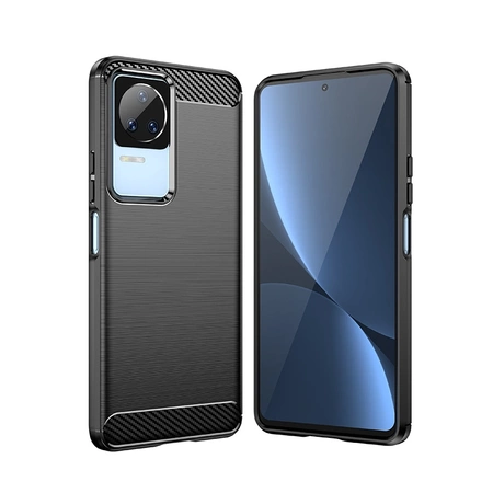 Carbon Case für Xiaomi Poco F4 5G flexible Silikon-Carbon-Hülle schwarz