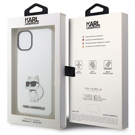 Original Case IPHONE 11 / XR Karl Lagerfeld Hardcase Ikonik Choupette (KLHCN61HNCHTCT) transparent