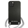 Original Case IPHONE 13 Karl Lagerfeld Hardcase Leather Textured And Chain (KLHCP13MPMK) black