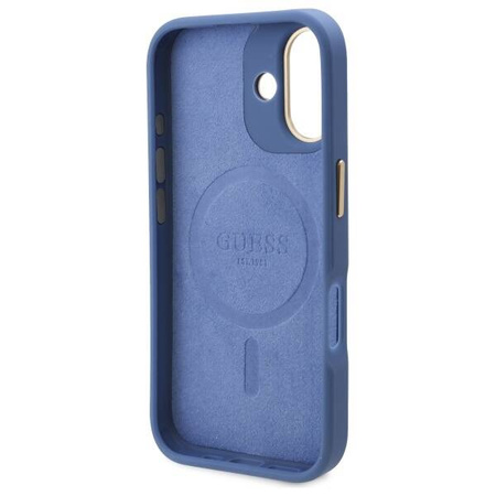Original Case IPHONE 16 PLUS Guess Hardcase 4G Logo Plate MagSafe (GUHMP16MU4GPRB) blue