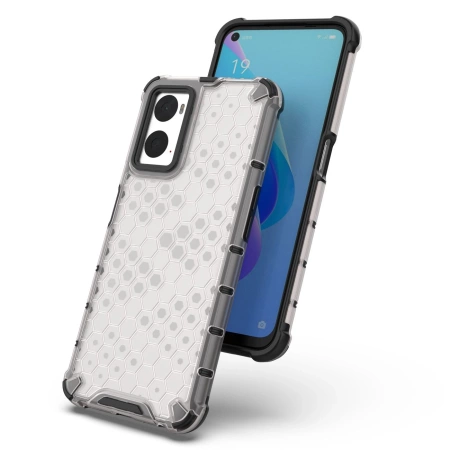 Gepanzerte Wabenhülle mit Gelrahmen Oppo A76 / Oppo A36 / Realme 9i transparent