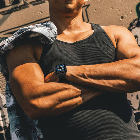 Protect Strap Band opaska z etui do Watch 7 / 6 / 5 / 4 / 3 / 2 / SE (45 / 44 / 42mm) obudowa pancerny pokrowiec na zegarek niebieski