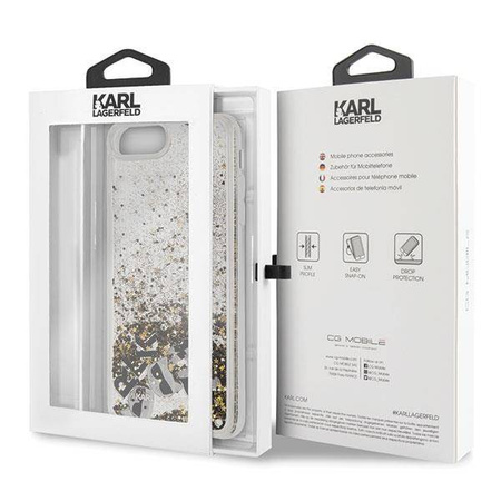 Etui Karl Lagerfeld KLHCI8LROGO iPhone 7/8 Plus czarno-złoty/black & gold hard case Glitter