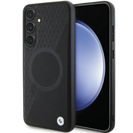 Etui BMW Signature Leather Half Textured & Circle MagSafe na Samsung Galaxy S24 - czarne