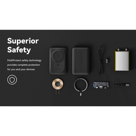 Bateria zewnętrzna (Powerbank) VEGER MagOn z ładowaniem indukcyjnym kompatybilny z MagSafe 15W - 10 000mAh PD 22,5W biały (VP1151 / W1151)