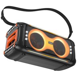 HOCO zestaw karaoke bezprzewodowy głośnik + 2 x bezprzewodowy mikrofon LED 60W HA9 czarny