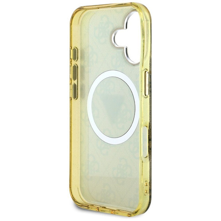 GUESS futerał do IPHONE 16 kompatybilny z MagSafe GUHMP16SHG4PRTGW (IML Metal Glitter 4G Circle Triangle) brązowy