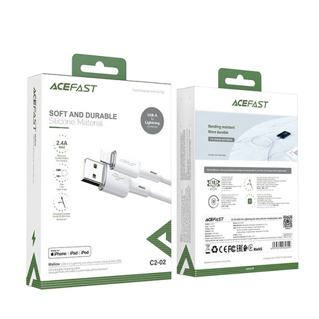 Acefast kabel MFI USB - Lightning 1,2m, 2,4A biały (C2-02 white)