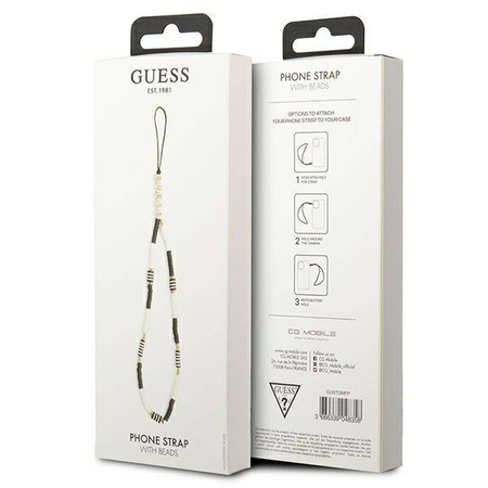 Guess pendant GUSTBCKH Phone Strap Heishi Beads black-white / black-white