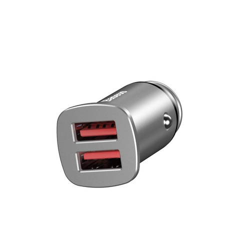 Szybka ładowarka samochodowa 2xUSB Baseus  Square metal A+A 30W  Dual QC 3.0  Quick inteligentna Car Charger czarna CCALL-DS01