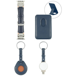 Zestaw akcesoriów 4w1 4smarts Style      portfel MagSafe, ładowarka do Apple Watch, pasek do Apple Watch, etui na AirTag, niebieski