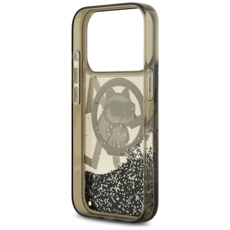Karl Lagerfeld Liquid Glitter Choupette Logo MagSafe Case für iPhone 17 Pro - Schwarz