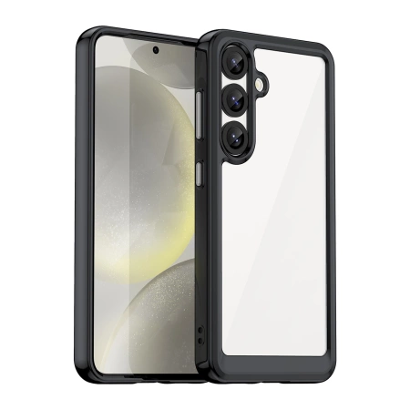 Etui Outer Space Case na Samsung Galaxy S25 Edge pokrowiec z elastyczną ramką - czarne