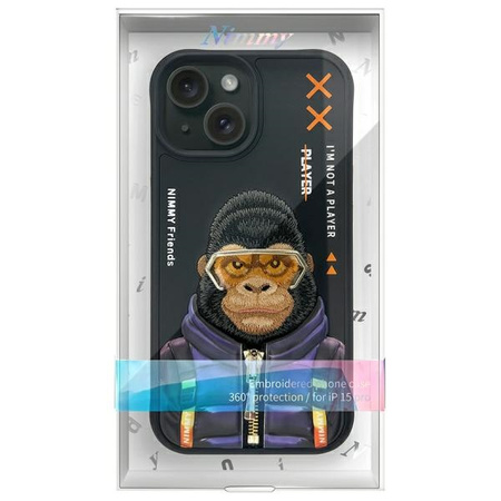 Nimmy etui iPhone 15 6.1" czarny/black    Cool&Cute 2.0 Monkey