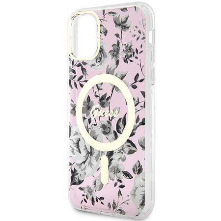 Guess GUHMN61HCFWSP iPhone 11 / Xr 6.1" pink/pink hardcase Flower MagSafe
