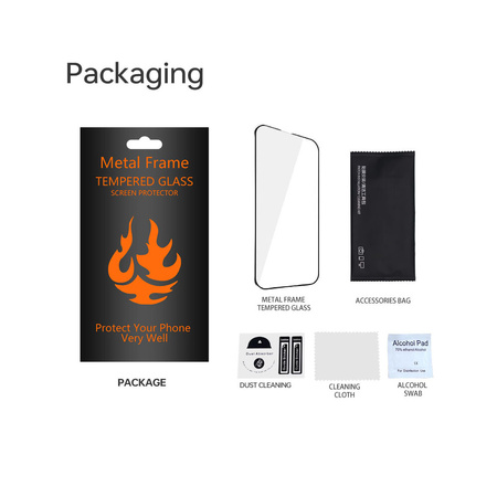 Szkło hartowane z metalową ramką do Xiaomi Redmi 14C czarna ramka