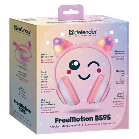 Defender słuchawki Bluetooth Freemotion B585 Led różowy/pink (63585)
