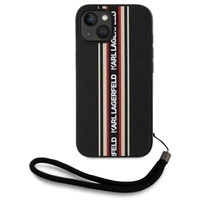 Karl Lagerfeld Saffiano Athleisure Stripes Cord iPhone 15 Hülle - Rot
