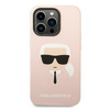 Original Case IPHONE 14 PRO Karl Lagerfeld Hardcase Silicone Karl`s Head MagSafe (KLHMP14LSLKHLP) pink