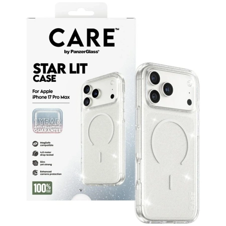 Etui CARE by PanzerGlass Flagship Urban Explorer w. White MagSafe na iPhone 17 Pro Max - przezroczysto-brokatowe