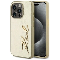 Karl Lagerfeld Wrinkled Metal Signature iPhone 15 Pro Hülle - Gold