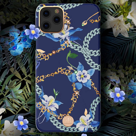 Kingxbar Luxury Series etui ozdobione oryginalnymi Kryształami Swarovskiego iPhone 11 Pro Max niebieski