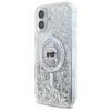 Original Handyhülle IPHONE 16 PLUS Karl Lagerfeld Hardcase Liquid Glitter Karl Head MagSafe (KLHMP16MLGKISGH) transparent