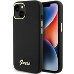 Guess Silicone Script Metal Logo &amp; Frame case for iPhone 15 - black