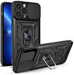 Hybrid Armor Camshield case for iPhone 13 Pro Max armored case with camera cover black