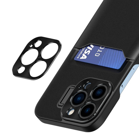 Leather Stand Case case for iPhone 14 Pro cover card wallet with stand black