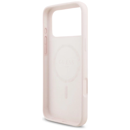 Guess Silikon Script Metal Logo MagSafe Case für iPhone 17 Pro Max - Pink