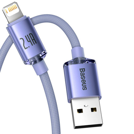 Baseus Crystal Shine Series Fast Charging Data Cable USB to iP 2.4A 2m Purple