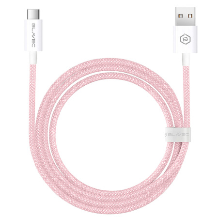 Blavec Kabel Candy oplot - USB na Typ C - PD 60W 3A 3 metry (CCA-UC3P30) różowy