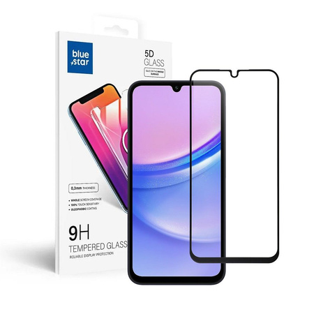 Szkło hartowane Blue Star 5D - do Samsung A15 5G (full glue/case friendly) - czarny