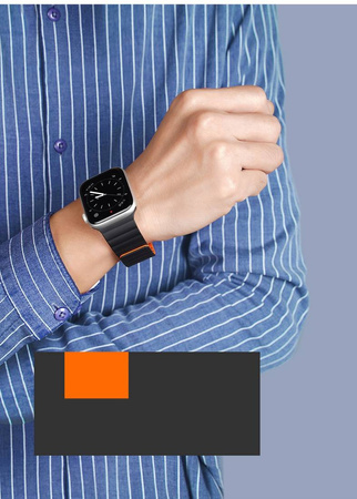 Dux Ducis Magnetic Strap Watch Strap 7/6/5/4/3/2 / SE (41/40 / 38mm) Magnetic Gray Orange (Chain Version)
