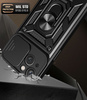 Hybrid Armor Camshield Case with Stand and Camera Cover for iPhone 15 Plus - Black
