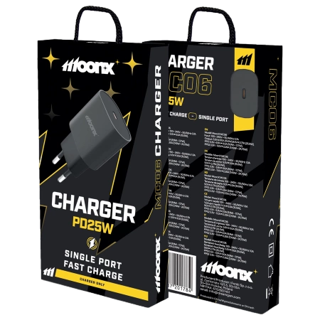 MOONX wall charger MC06 PD 25W 1xUSB-C Black