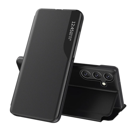 Etui Eco Leather View Case elegancki futerał z klapką i funkcją podstawki na Samsung Galaxy A26 - czarne