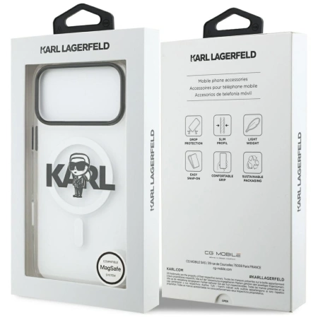 Karl Lagerfeld IML Karl Sketch Logo MagSafe Case for iPhone 17 Pro Max - Transparent