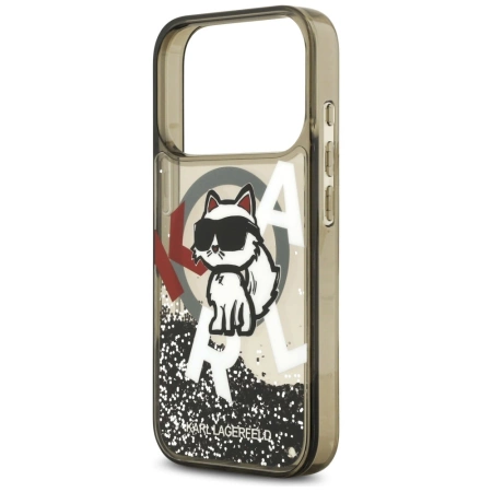 Karl Lagerfeld Liquid Glitter Choupette Logo MagSafe Case für iPhone 17 Pro - Schwarz