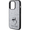 Etui Karl Lagerfeld Fixed Glitter Choupette Logo Metal Pin do iPhone 15 Pro Max - srebrne