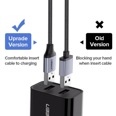 Kabel USB do Micro USB UGREEN QC 3.0 2.4A 0.25m (czarny)