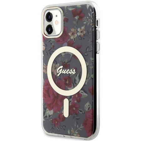 Guess GUHMN61HCFWSA iPhone 11 / Xr 6,1" grün/khaki Hardcase Flower MagSafe