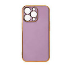 Lighting Color Case für iPhone 12 Pro Max lila Gel-Cover mit goldenem Rahmen
