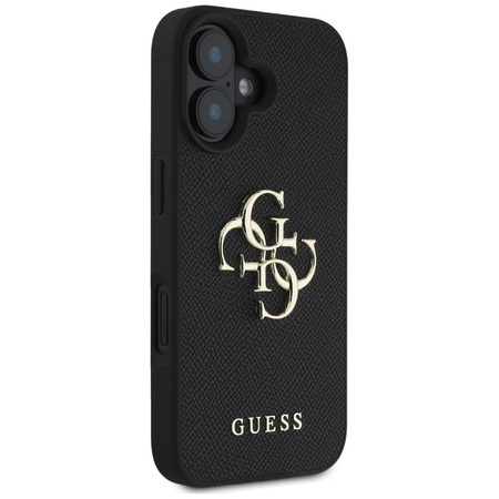Case IPHONE 16 Guess Grained Big 4G Logo Small Classic Logo black