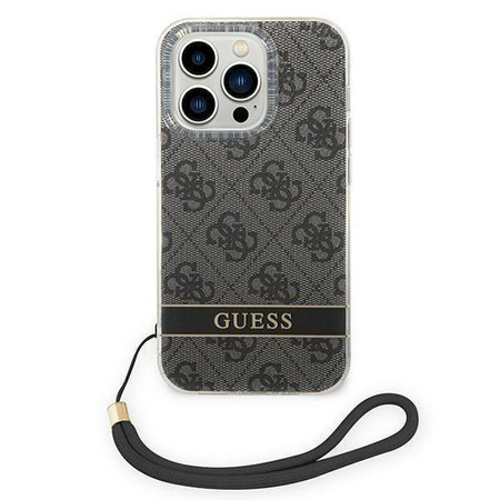 Oryginalne Etui IPHONE 14 PRO Guess Hardcase 4G Print Strap (GUOHCP14LH4STK) czarne