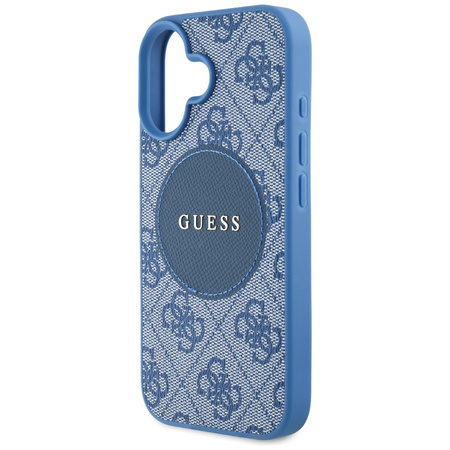 Oryginalne Etui IPHONE 16 Guess 4G Circle Classic Logo MagSafe niebieskie